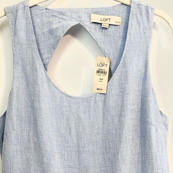 Loft Linen Sleeveless Tie Front Dress Size 10P - Picture 7 of 7